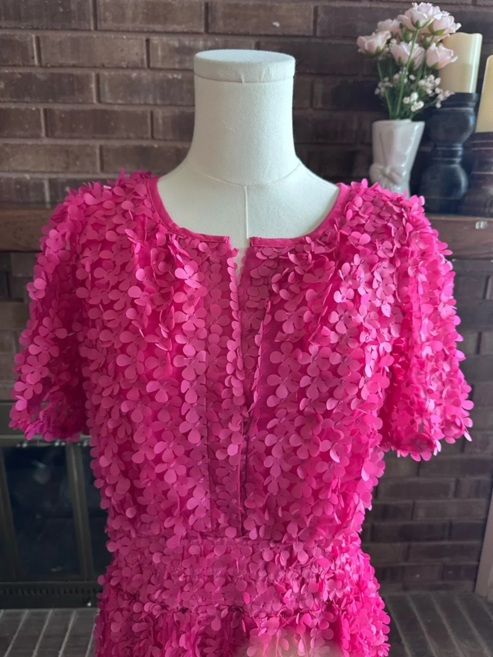 NWT Anthropologie Pink Somerset Floral Appliqué Mini Dress  XLP Stunning! - Picture 6 of 8
